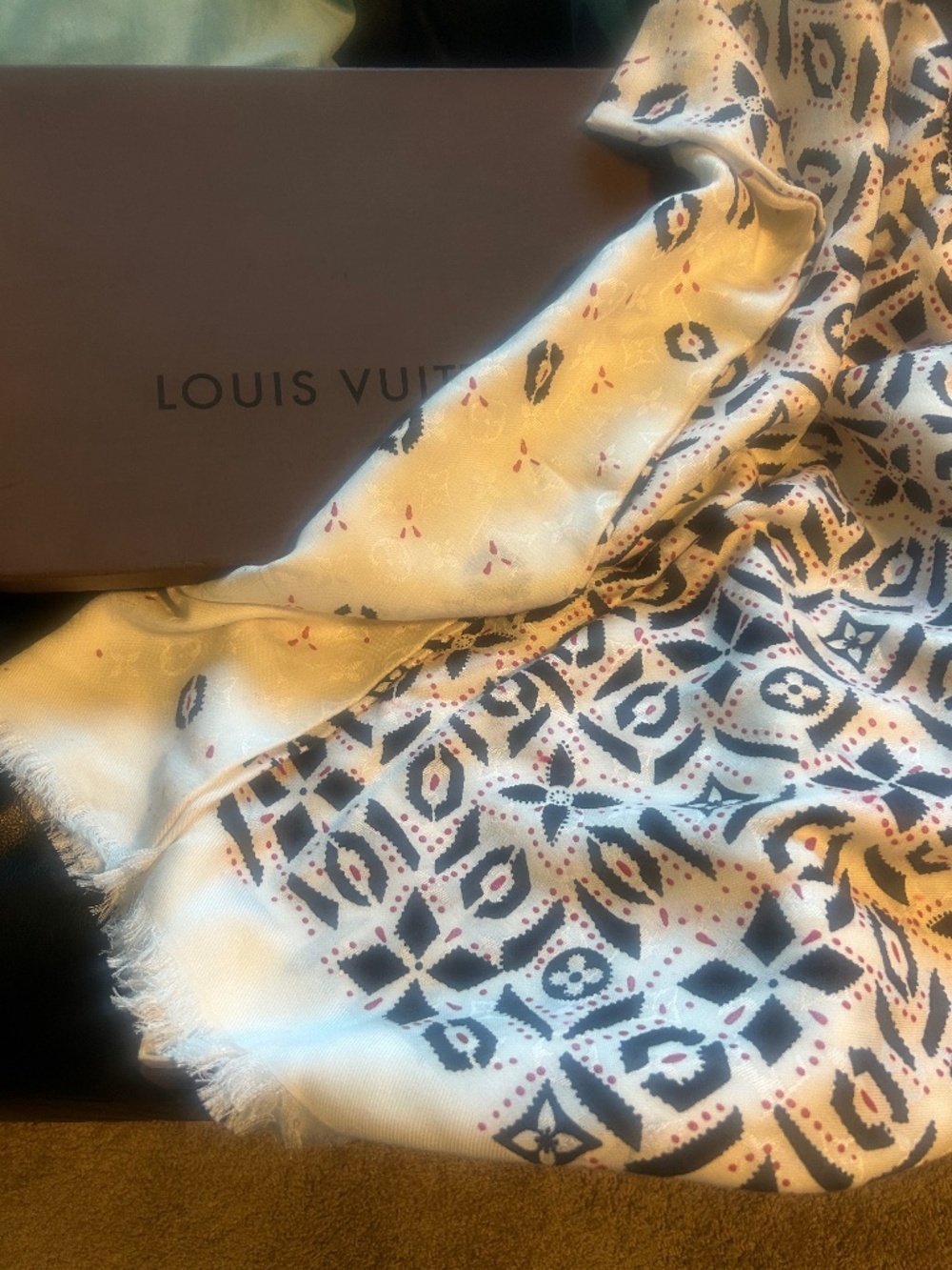 Authentic red white and blue rare LV Shawl